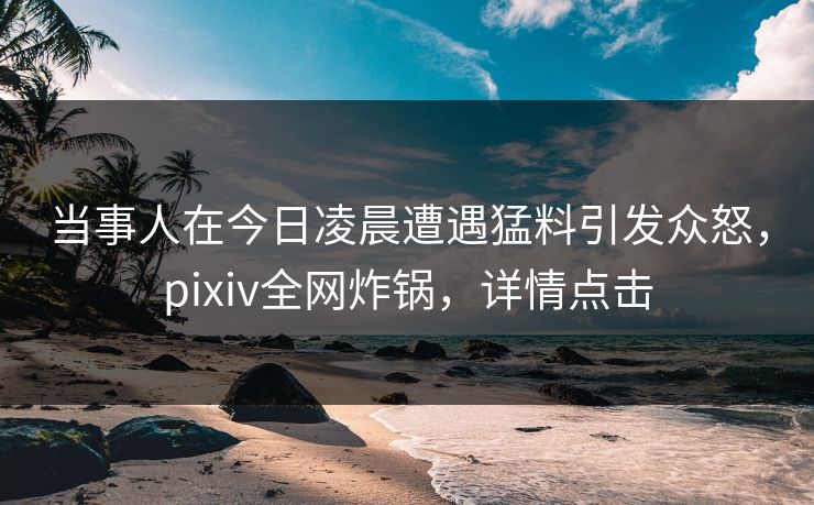 当事人在今日凌晨遭遇猛料引发众怒，pixiv全网炸锅，详情点击