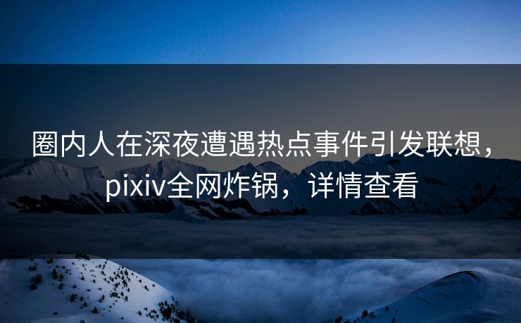 圈内人在深夜遭遇热点事件引发联想，pixiv全网炸锅，详情查看