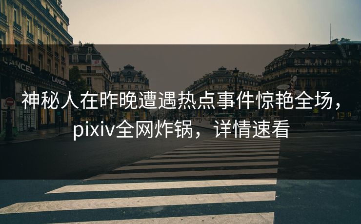 神秘人在昨晚遭遇热点事件惊艳全场，pixiv全网炸锅，详情速看