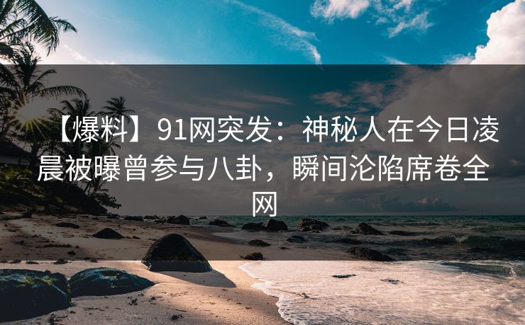 【爆料】91网突发：神秘人在今日凌晨被曝曾参与八卦，瞬间沦陷席卷全网