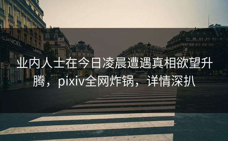 业内人士在今日凌晨遭遇真相欲望升腾，pixiv全网炸锅，详情深扒